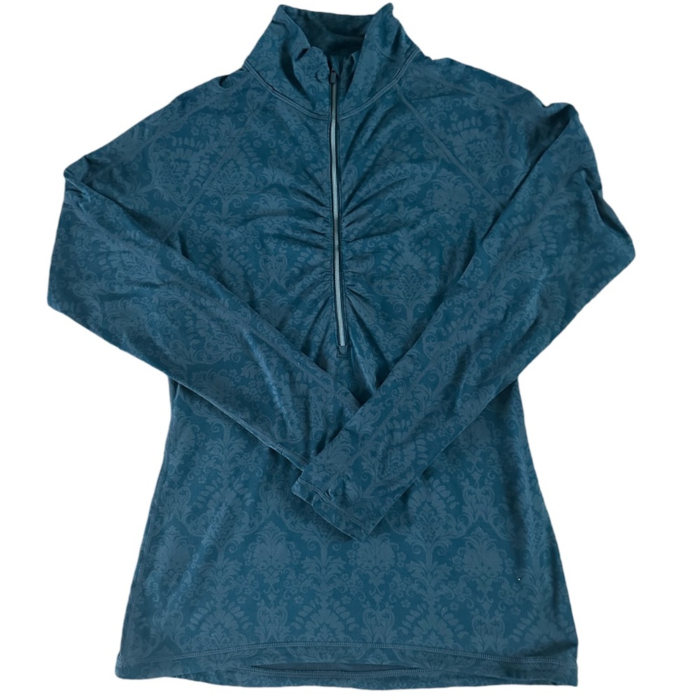 Athleta Women’s Quarter Zip Pull Over Size Medium Paisley Deep Teal Green
